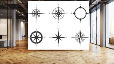 Compass icons set. Vector compass icons. Wall mural