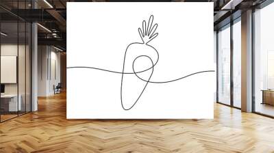 Continuous line drawing of carrot icon. Carrot linear icon. One line drawing background. Vector illustration. Carrot continuous line icon Wall mural