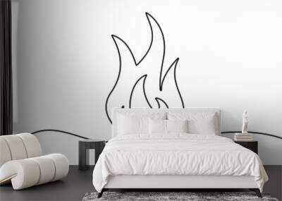 Continuous line drawing of fire. Flame linear icon. One line drawing background. Vector illustration. Fire continuous line icon. Wall mural