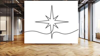 Continuous line drawing of star. One line drawing background. Vector illustration. Linear star icon Wall mural