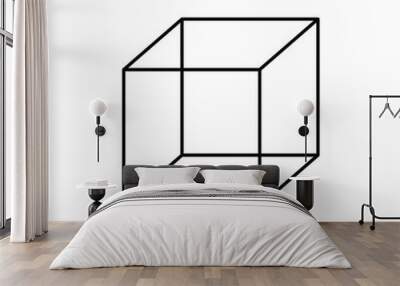 Cube vector icon. Cube symbol on a white background. Vector illustration. Black linear cube icon. Wall mural