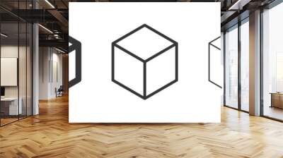 Cube vector icons. Black Cube icons. Wall mural