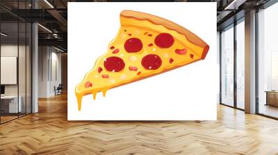 Freshly baked pizza. Slice of pizza. Vector illustration. Wall mural