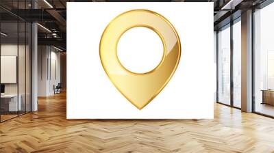 Golden map pointer icon. Vector illustration. Wall mural