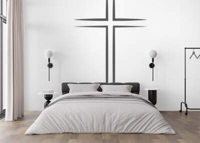 Gray Christian cross icon. Vector illustration. Wall mural