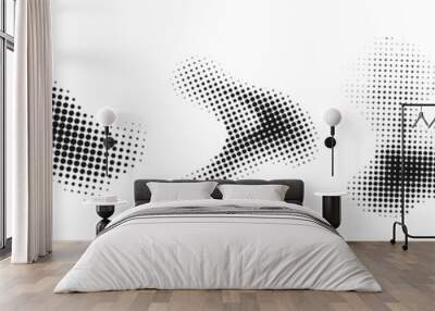 Halftone effect design elements. Abstract shapes. Wall mural