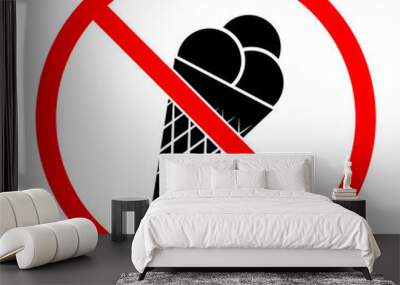 Ice cream are forbidden. Stop ice cream icon. No ice cream entry Wall mural