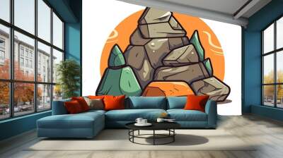 Image of stones or rubble pile. Isolated gray rough granite. Wall mural