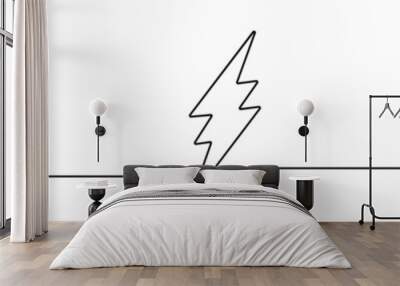 Lightning icon in continuous line drawing style. Line art of lightning bolt icon. Wall mural