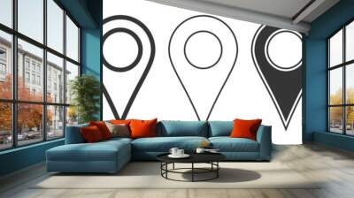 Location pin icons. Navigation icon. Map pointer Wall mural