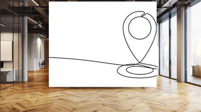 Map pin line background. One line drawing background. Continuous line drawing of GPS icon. Vector illustration. Wall mural