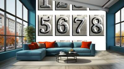 Metal type numbers isolated Wall mural