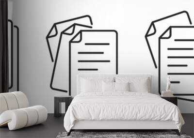 Paper documents icons. Linear File icons. Wall mural