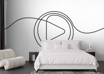 Play icon in continuous line drawing style. Line art of play button. Vector illustration. Abstract background Wall mural