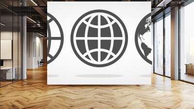 Set of Globe icons in flat style. Vector illustration. Wall mural