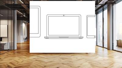 Set of linear device icons. Vector outline devices Wall mural