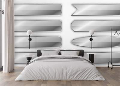 Set of silver banners isolated - vector. Wall mural