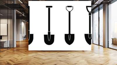 Shovel icon. Shovel for digging and construction. Set of shovels. Hand tool icon. Vector illustration. Shovel symbols Wall mural