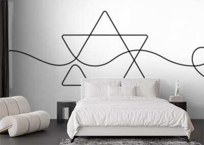 Star of David in continuous line drawing style. Line art of star of David. Vector illustration. Abstract background Wall mural