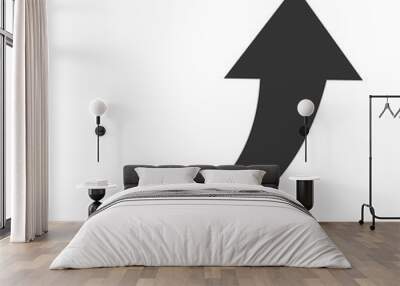 Vector up arrow. Black rising arrow isolated Wall mural