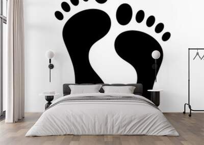 ПечаFoot prints icon set. Human footprints icon isolated on white. Vector illustrationть Wall mural