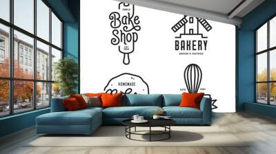 Bakery emblems set. Vector vintage illustration. Wall mural