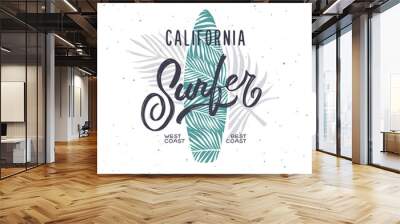 California surfing t-shirt apparel design. Vector illustration. Wall mural