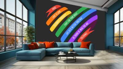 Lgbt ribbon shaped heart. Vector illustration. Wall mural