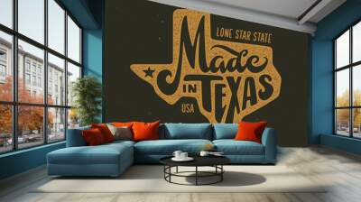 Texas related t-shirt design. Vintage vector illustration. Wall mural