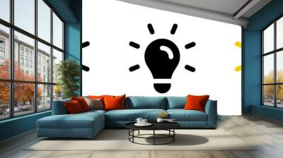 Light bulb icon. Idea symbol. Electric lamp vector illustration. Electric power sign. Shining light bulb pictogram. Wall mural