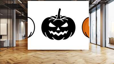 Scary pumpkin icon. Halloween evil face vector illustration. Evil pumpkin symbol. Halloween decoration cartoon sign. Pumpkin lantern pictogram. Wall mural