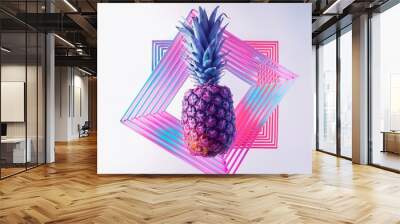 Pineapple with colorful background Wall mural