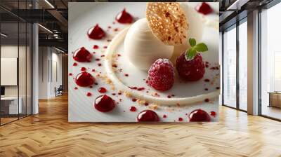 dessert dish with red fruits in a fine dining restaurant Wall mural