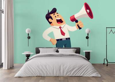 a man with a megaphone in his hand Wall mural