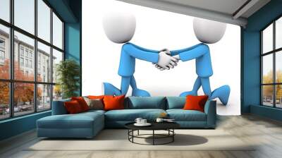 A scene of win - win cooperation where two parties are working together harmoniously. Each side brings their own strengths and resources. Wall mural