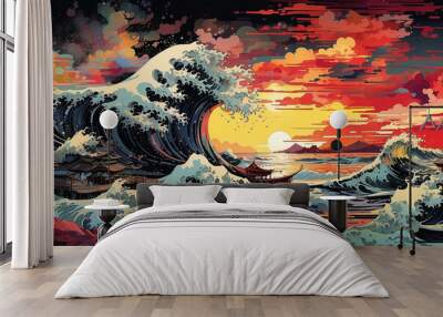 Ukiyo-e wave 4 Wall mural