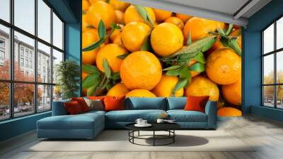 orange fruit stacked on the marketplace Wall mural