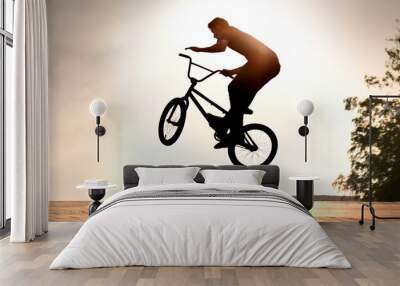 teenager jump on a bicycle outdoors Wall mural