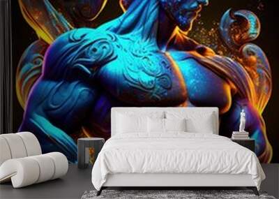 Stunning illustration of male Aquarius, Zodiac sign. Generative art Wall mural