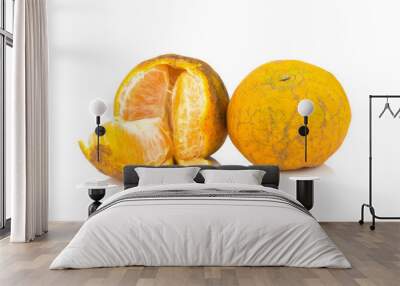 orange. rotten. dirty. ripe. peel. isolated on white background Wall mural