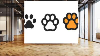 Dog paw print. Footprint. Vector icons isolated Wall mural