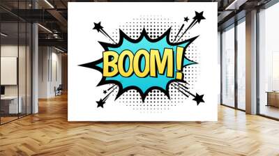 BOOM vector speech bubble. Cartoon comic explosion with text 