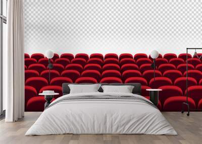 Red cinema seats. Vector realistic illustration on transparent background.  Wall mural