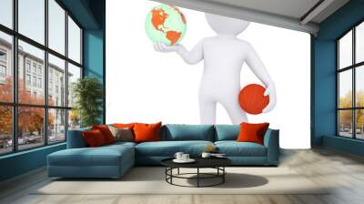 3d basketball player with the earph Wall mural