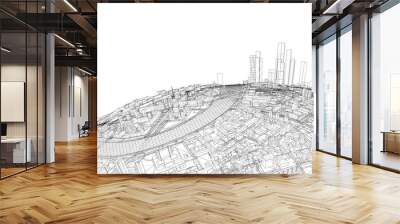 3d city sphere Wall mural