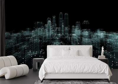 abstract line connection on night city background Wall mural