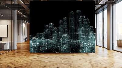 Cityscape futuristic 3d city neon light Wall mural