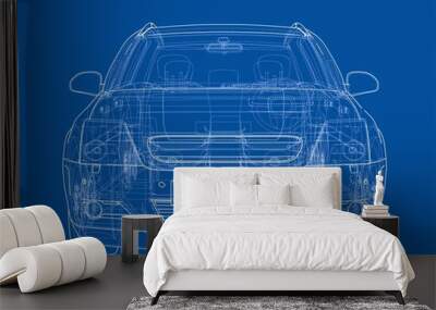 Concept car. Vector rendering of 3d Wall mural