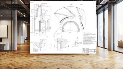 machine-building drawing. impeller. vector illustration Wall mural