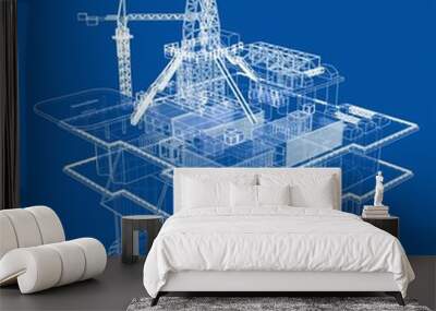 Offshore oil rig drilling platform concept Wall mural